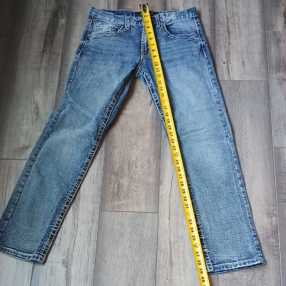 True Luck Jeans Classic Light Blue Men's Straight Jeans 30 X 32 - Picture 5 of 10